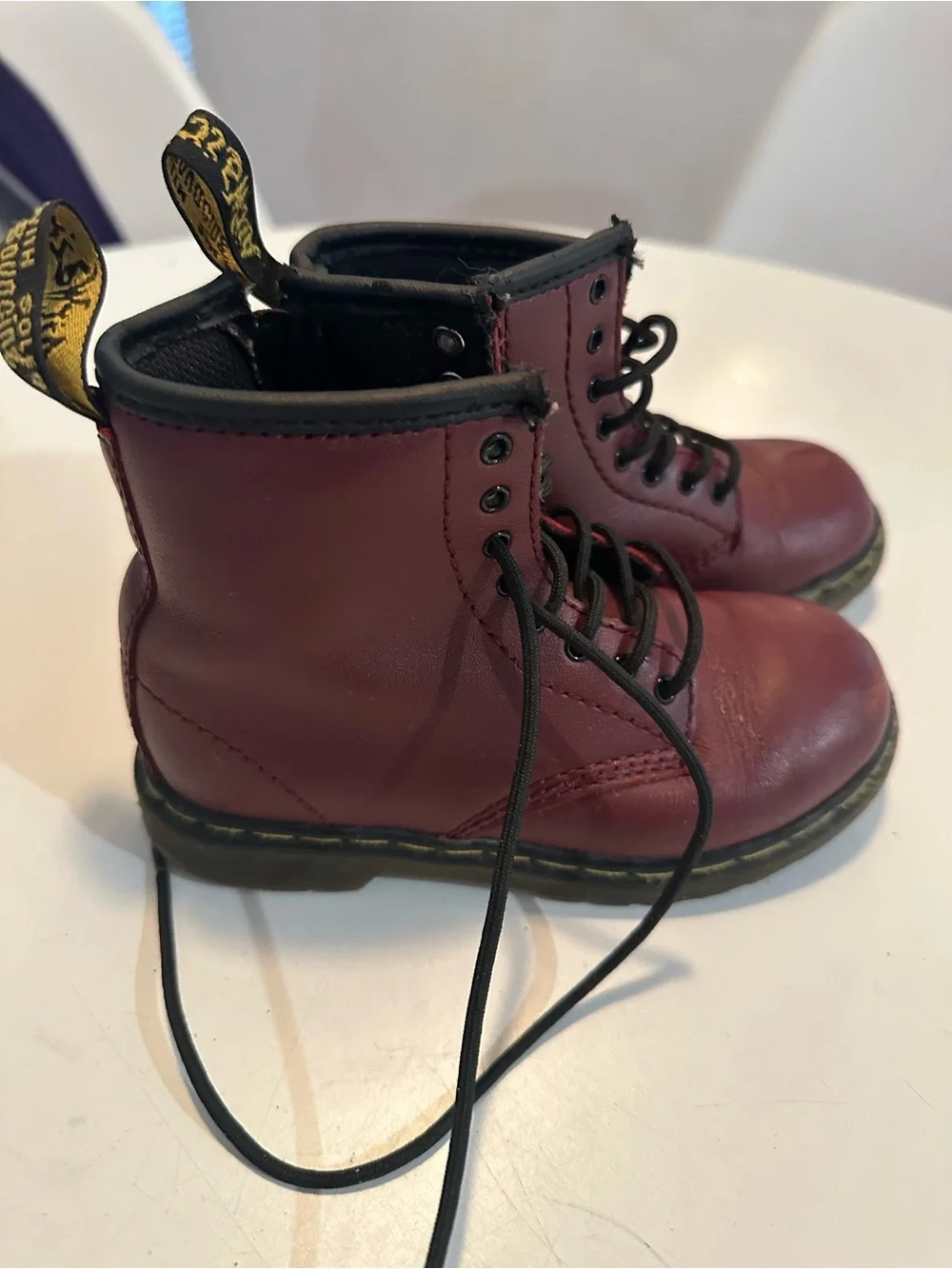 Dr. Martens Kids Burgundy Lace-Up Ankle Boots